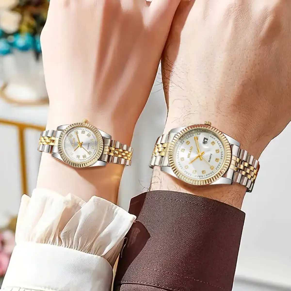 2PCS/Set Fashion Couple Watches Luxury Men Business Watch Women Calendar Quartz Wristwatch Reloj Hombre MujerWithout Box Y251212
