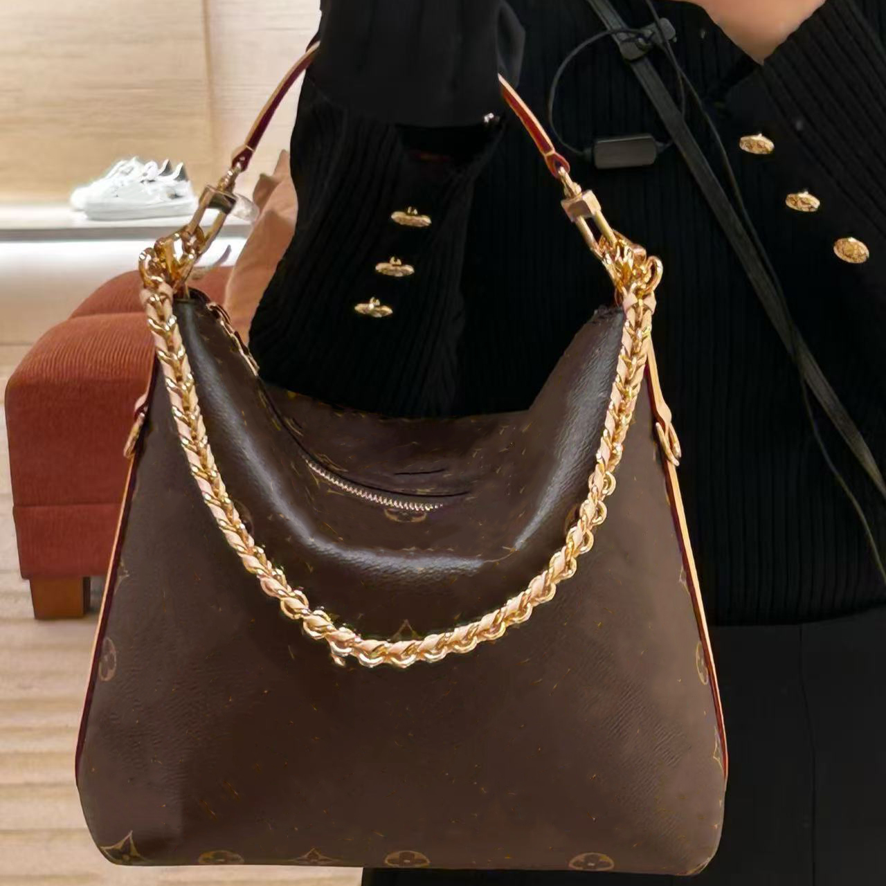 10a Designer Multipass Bags Classic Brown Old Flower Braided Chain Handbag Woman Genuine Leather Hobo Bag Crossbody Bags Underarm Bag Large Capacity Shoulder Bag
