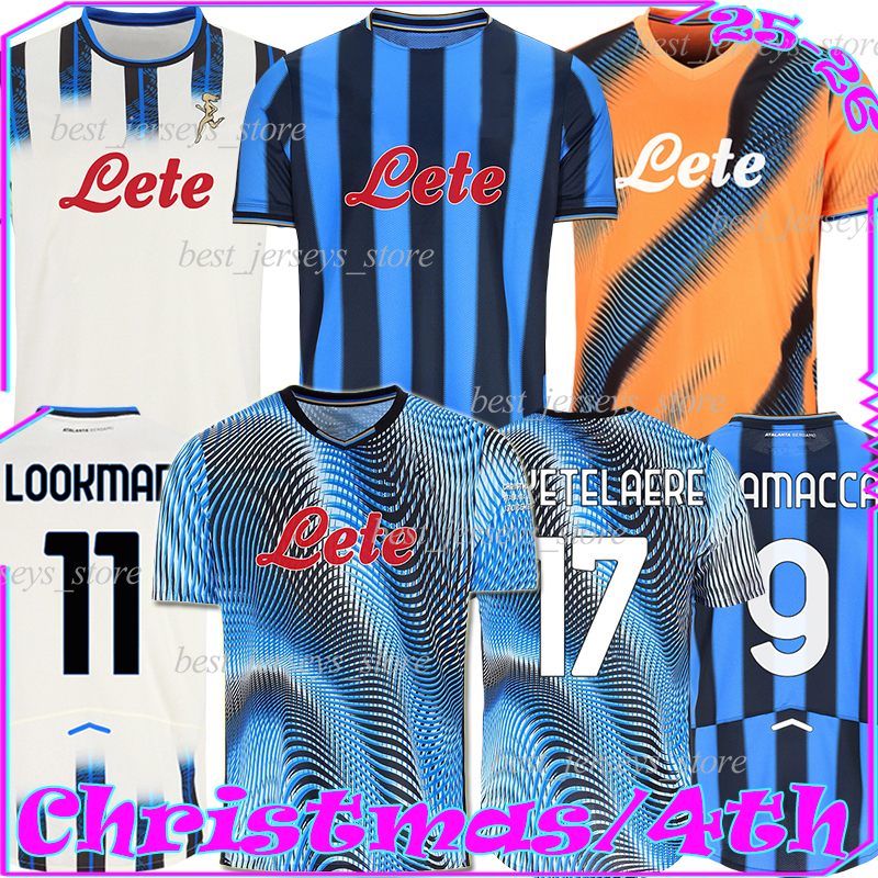 4XL 25/26 Atalanta BC Christmas Soccer Jerseys 4th SCAMACCA DE KETELAERE LOOKMAN PASALIC SAMARDZIC KRSTOVIC KAMALDEEN DE ROON men kids kits socks sets football shirt