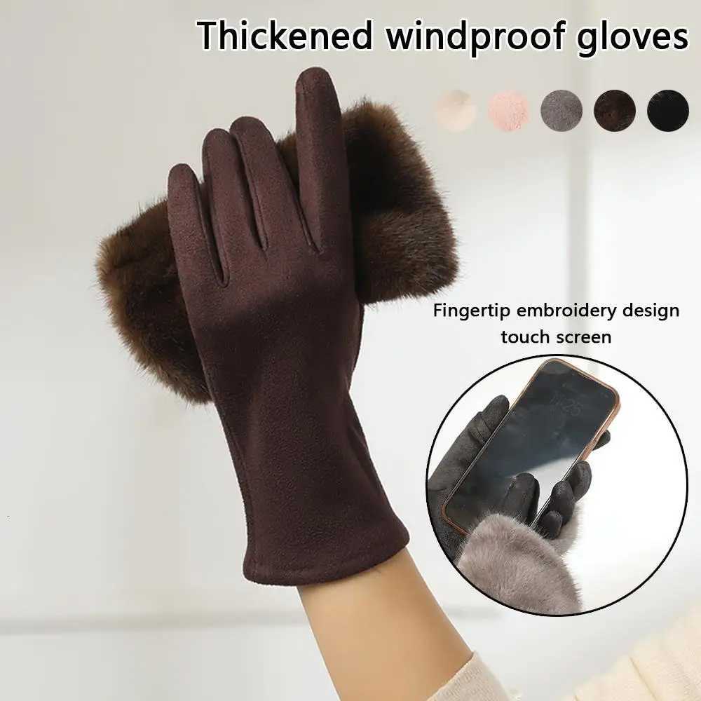 Suede Gloves Rabbit Fur Gloves Touch Screen Hand Protection Riding Cold-proof Warm Windproof Thickened Women Fur Gloves Y251211