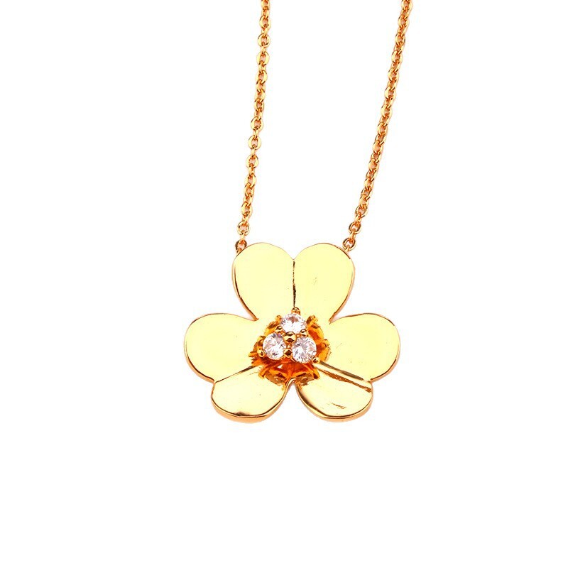 New Women's Fresh Plum Blossom Necklace Micro Pave Zircon Simple Floral Earrings Fashion Holiday Jewelry Set