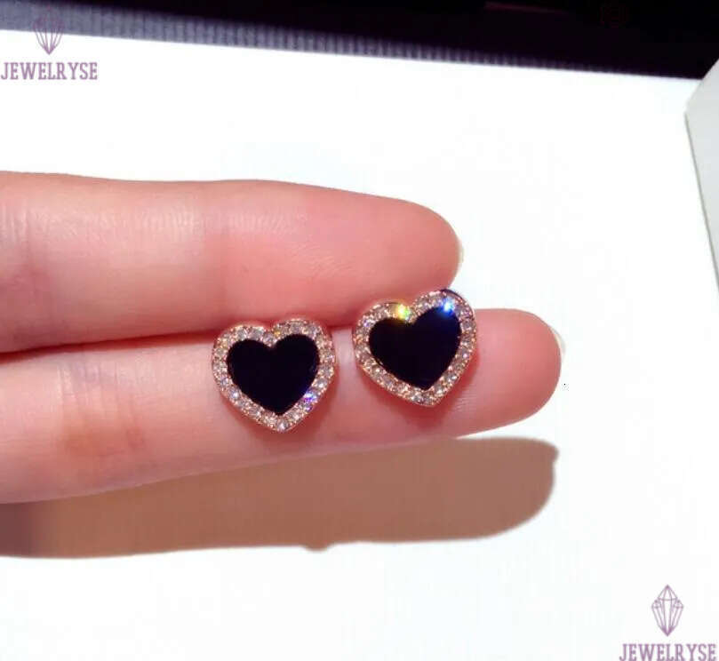 925 sterling silver heart stud earrings women 18K rose gold shining crystal ear rings jewelry for party
