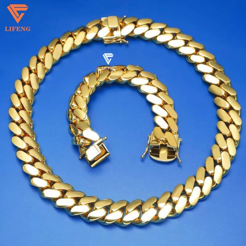 Lifeng Jewelry Custom 30mm Cuban Link Chain 925 Sterling Silver 10K 14K 18K Gold Plated Miami Hiphop Cuban Link Necklace