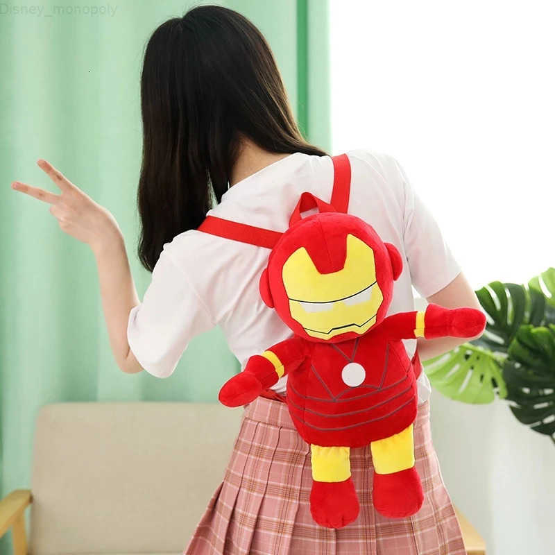 Disney 42cm Marvel Cartoon Spiderman Plush Iron Man Captain America Backpacks Cute stuffed plush backpack for Girls Boys Gifts H251212