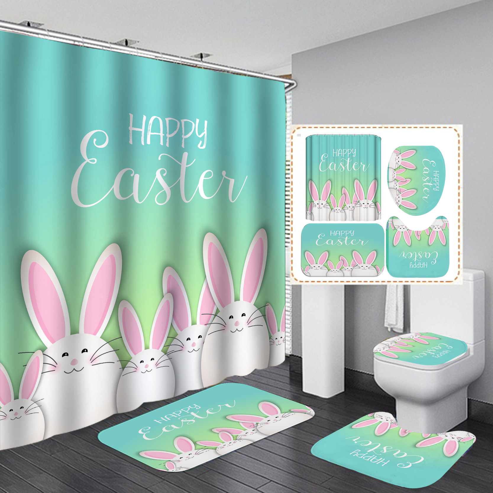 YL-37380 Digital Printed Waterproof Bathroom Composite Shower Curtain - Factory Direct Supply, Wholesale Shower Curtains