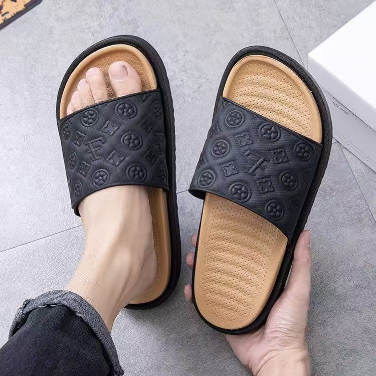 Free Shipping Summer Designer New Arrival Men Fashion Beach Slides Soft Sole Anti Slip Wear-Resistant House Slippers Khaki Grey Blue Size 40-44