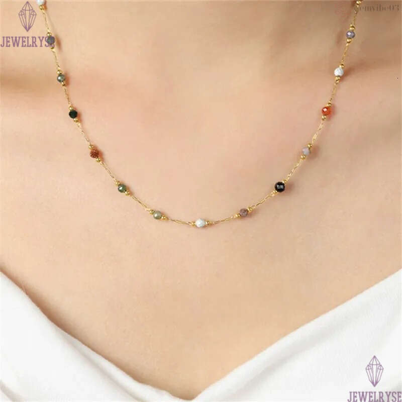 natural stone stainless steel 18k gold chain necklace designer for woman party home luxury necklaces school choker women jewelry travel birthday frien
