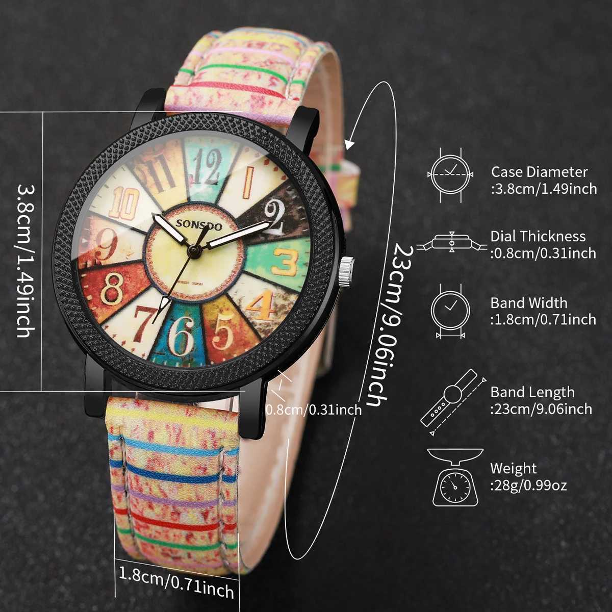 1/2PCS Fashion Printed Leather Strap Women Quartz Wristwatches Vintage Arabic Dial Ladies Watch Reloj MujerWithout Box Y251212