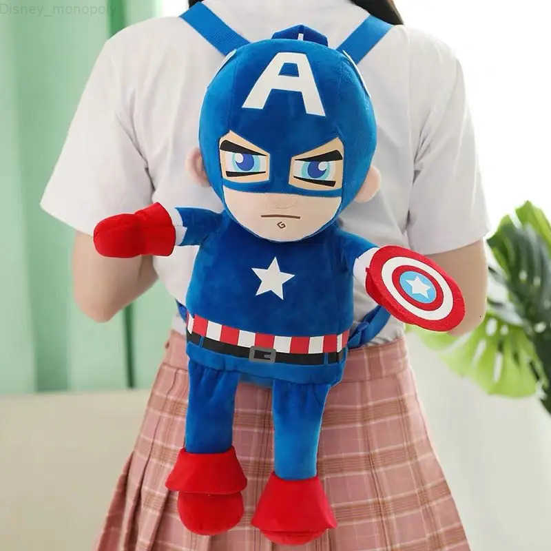 Disney 42cm Marvel Cartoon Spiderman Plush Iron Man Captain America Backpacks Cute stuffed plush backpack for Girls Boys Gifts H251212