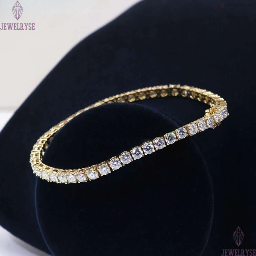 Tianyu Gems Customized Moissanite Dia 3.5mm Chain 14k/ Yellow Gold Tennis Bracelet