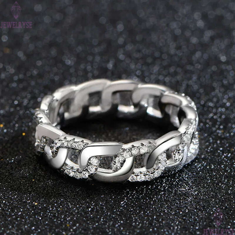 s925 sterling silver link chain ring designer for woman home daily outfit party 5A cubic zirconia diamond luxury band rings womens charm jewelry frien