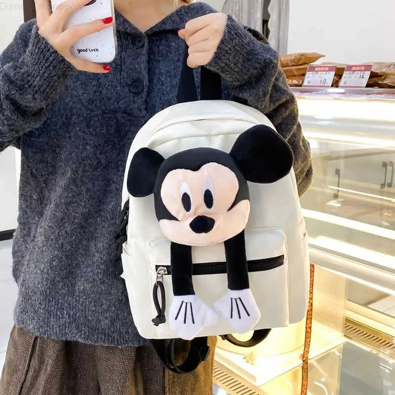 Disney 2025 New Mickey Mouse Childrens Backpack Cute Plush Bag Large Capacity Student Backpack Stylish Bag Children Gift H251212