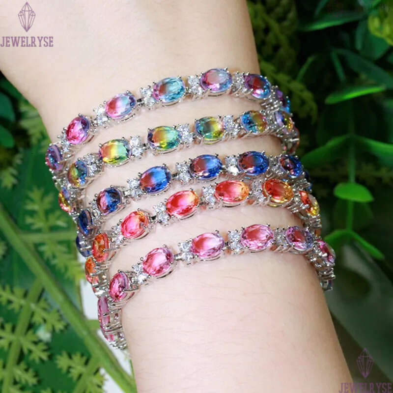 crystal diamond tennis bracelet jewerly designer for women round square iced out chain colorful AAA zirconia copper silver charm luxury bracelets woma