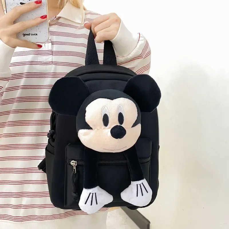 Disney 2025 New Mickey Mouse Childrens Backpack Cute Plush Bag Large Capacity Student Backpack Stylish Bag Children Gift H251212