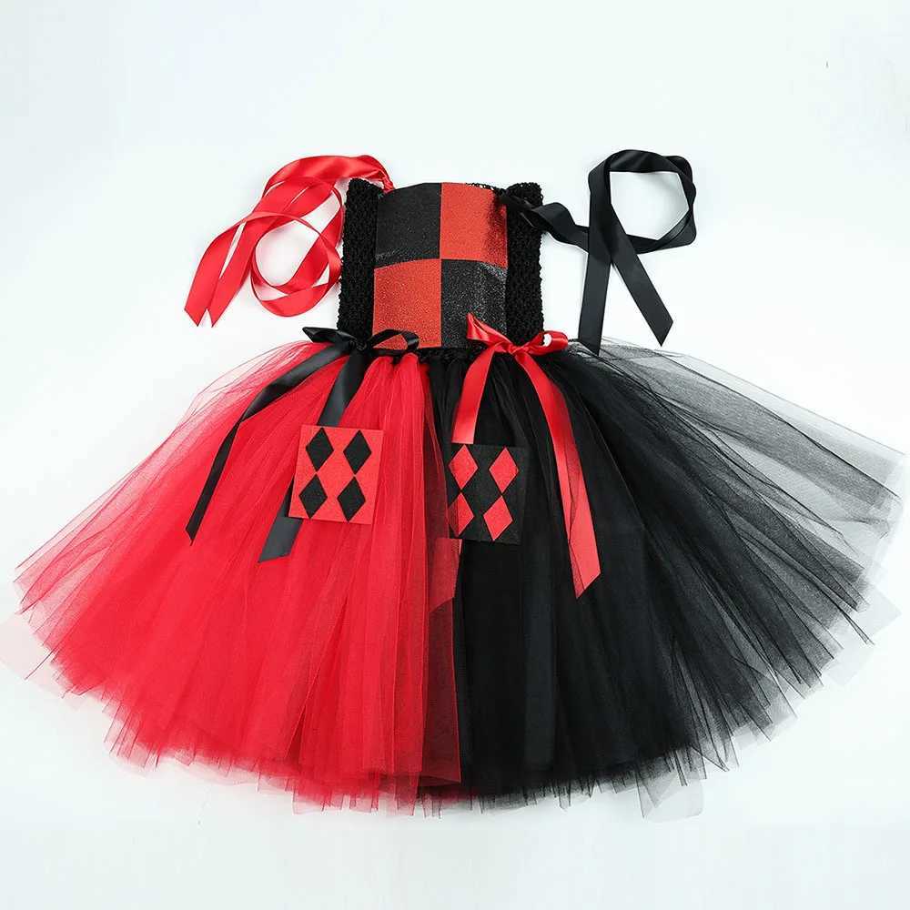 Red Black Clown Halloween Costume for Girls Circus Performance Fancy Dress for Kids Carnival Party Outfit Children Joker Clothes X251212 - view 7