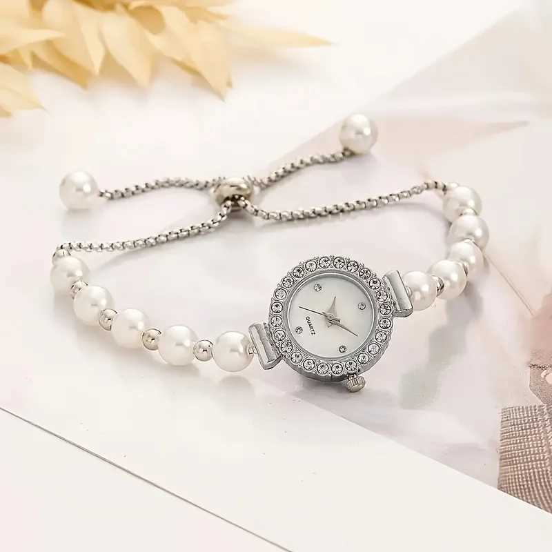 1/2PCS Elegant Rhinestone Women Watches Fashion Pearl Bracelet Band Ladies Quartz WristwatchReloj MujerWithout Box Y251212