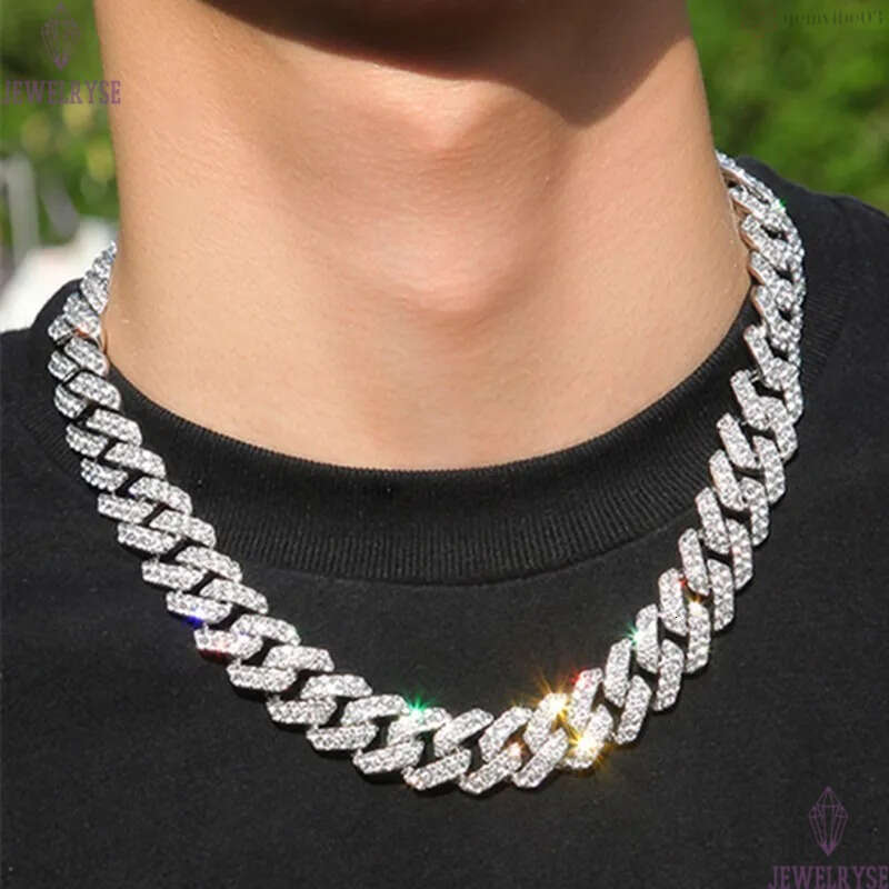 18mm cuban link chain mens necklace designer jewelry gold chain for man party Hip Hop Diamond Iced Out Chains AAA Austrian Rhinestone Silver Necklaces