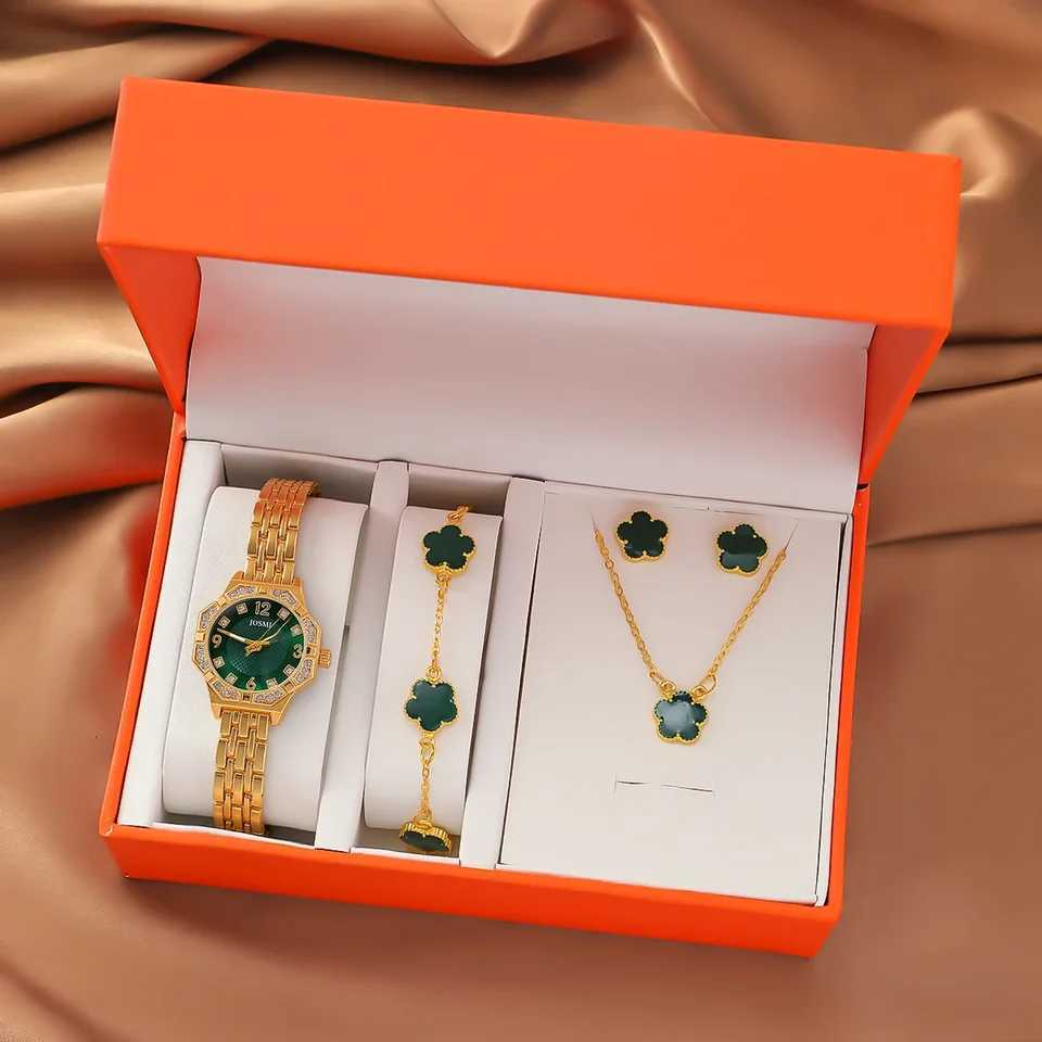 Luxury Fashion Diamond Dial Rhinestone Scale Womens Quartz Watch Jewelry Set 5-Piece Set for Thanksgiving and Christmas Gifts Y251212