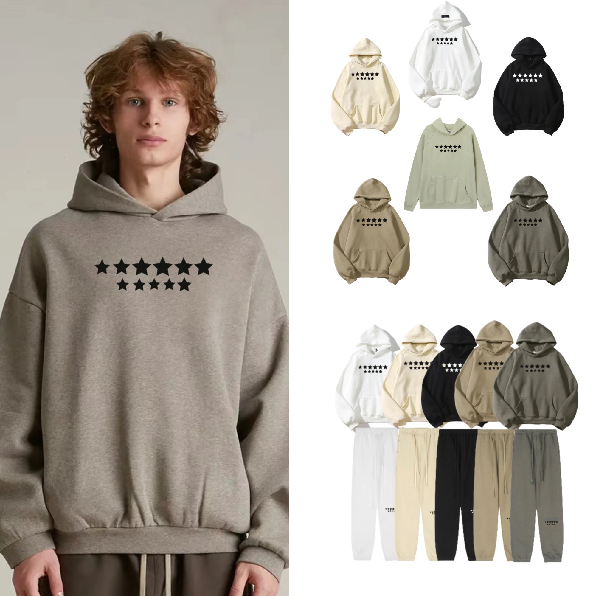 Mens designer hoddie Luxury hoddies enssential hoddie Long sleeved solid color loose fashion hoodie and pants Outdoor casual soft hoodie