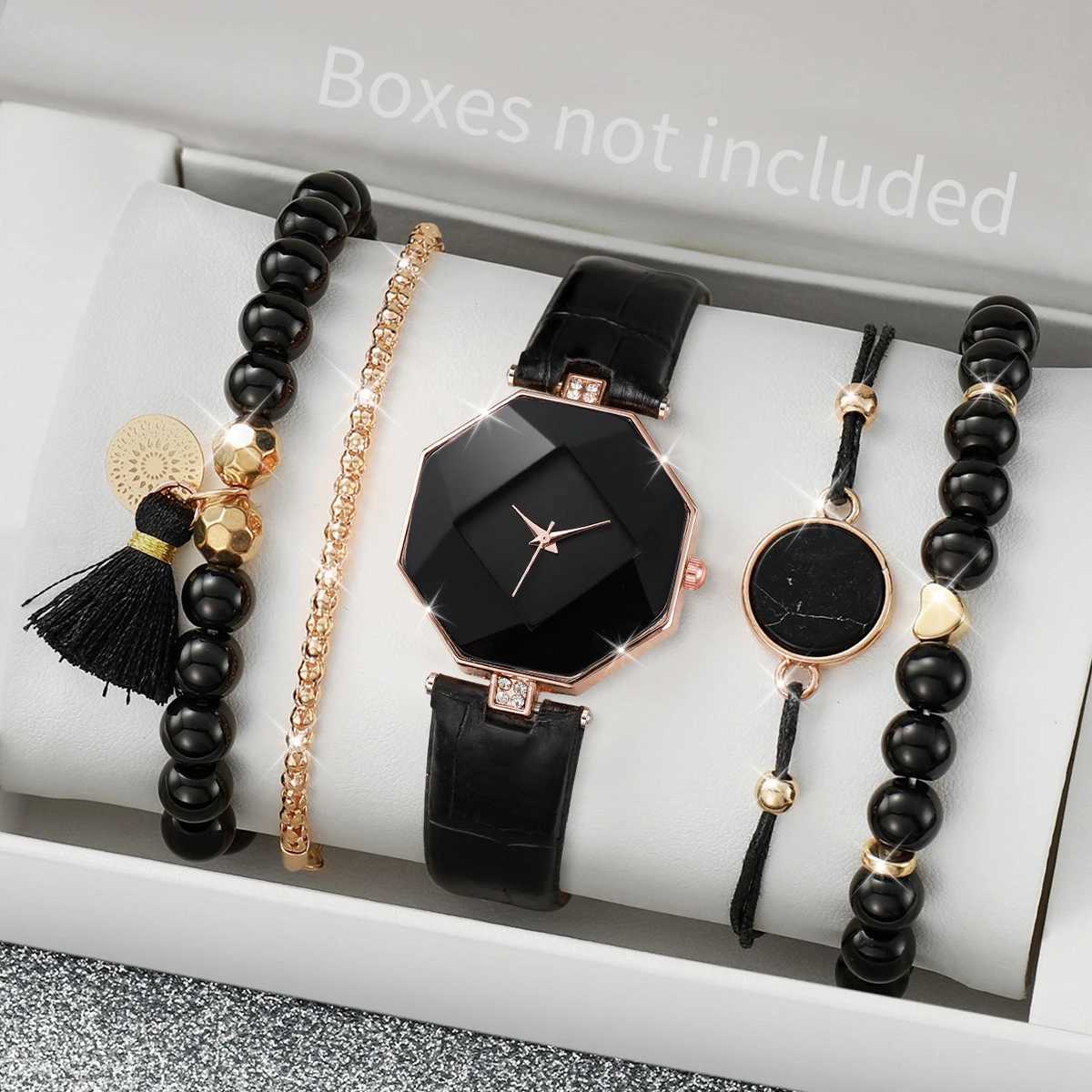 5/6PCS Fashion Women Watches Simple Leather Band Quartz Watch for Women Clock Jewelry Set Reloj MujerWithout Box Y251212