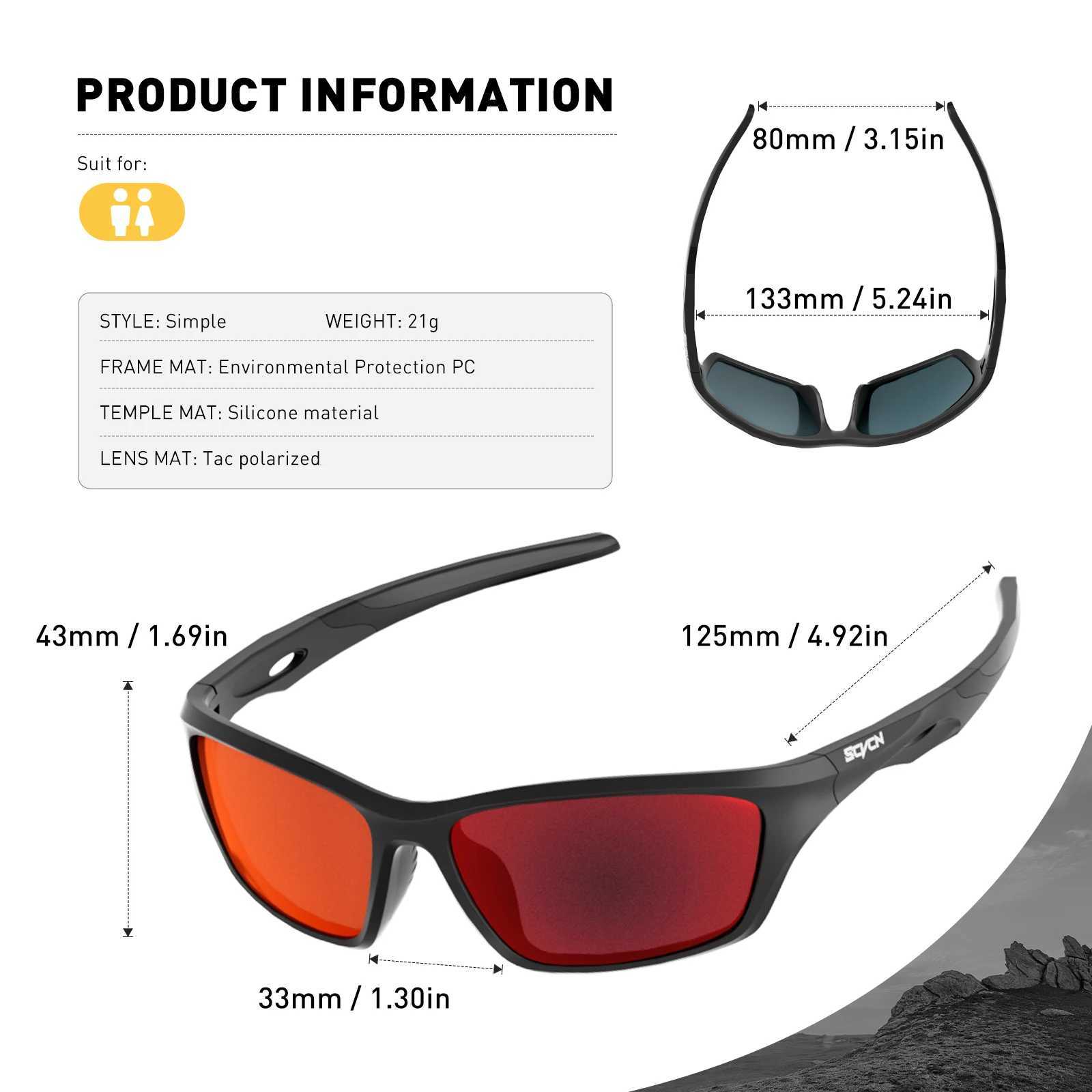 SCVCN New Outdoor Polarized Sunglasses Bike Cycling Glasses UV400 Sports Running Fishing Protection Eyewear Road Bicycle Goggles G251212