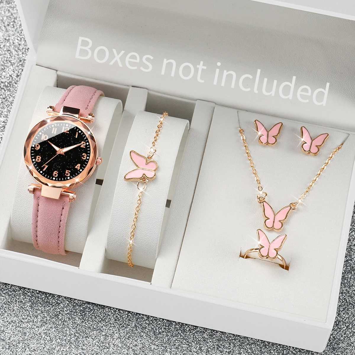 5/6PCS Fashion Women Watches Casual Leather Band Quartz Watch for Women Clock Jewelry Set Reloj MujerWithout Box Y251212