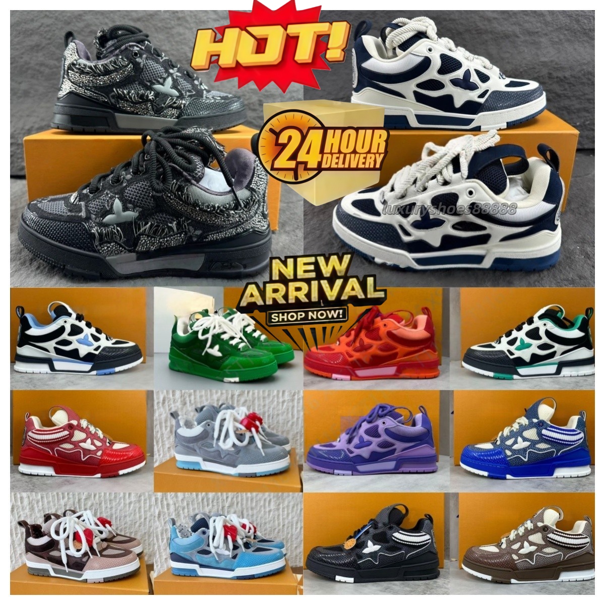 Designer lvtshoes louisvuinton Skate Sneakers luxury Men Women Casual Shoes Calfskin Platform Trainers Leather Fashion Abloh Lace-up lousi vuittion skate Sneaker