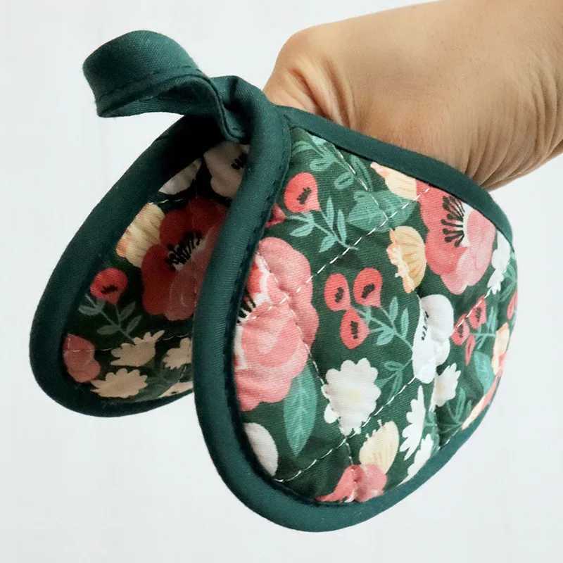 Japanese Flower Cotton Printed Baking Oven Gloves He Kitchen Hot Resistant -shaped Hand Clip Insation Pad H251212