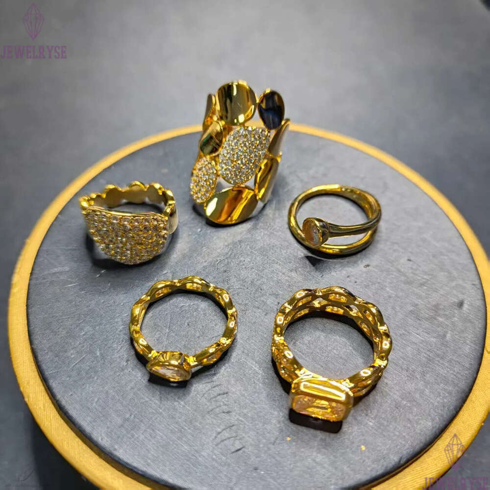 luxury 18k gold silver bling diamond for women men couple rings love drop waterdrop charm geometry round nail lovers ring jewelry