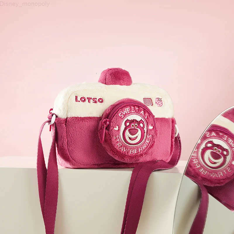 Disney potdemiel Strawberry Bear Chichititi Camera Bag One Shoulder Crossbody Plush Female Anime Accessories Children Kawaii H251212
