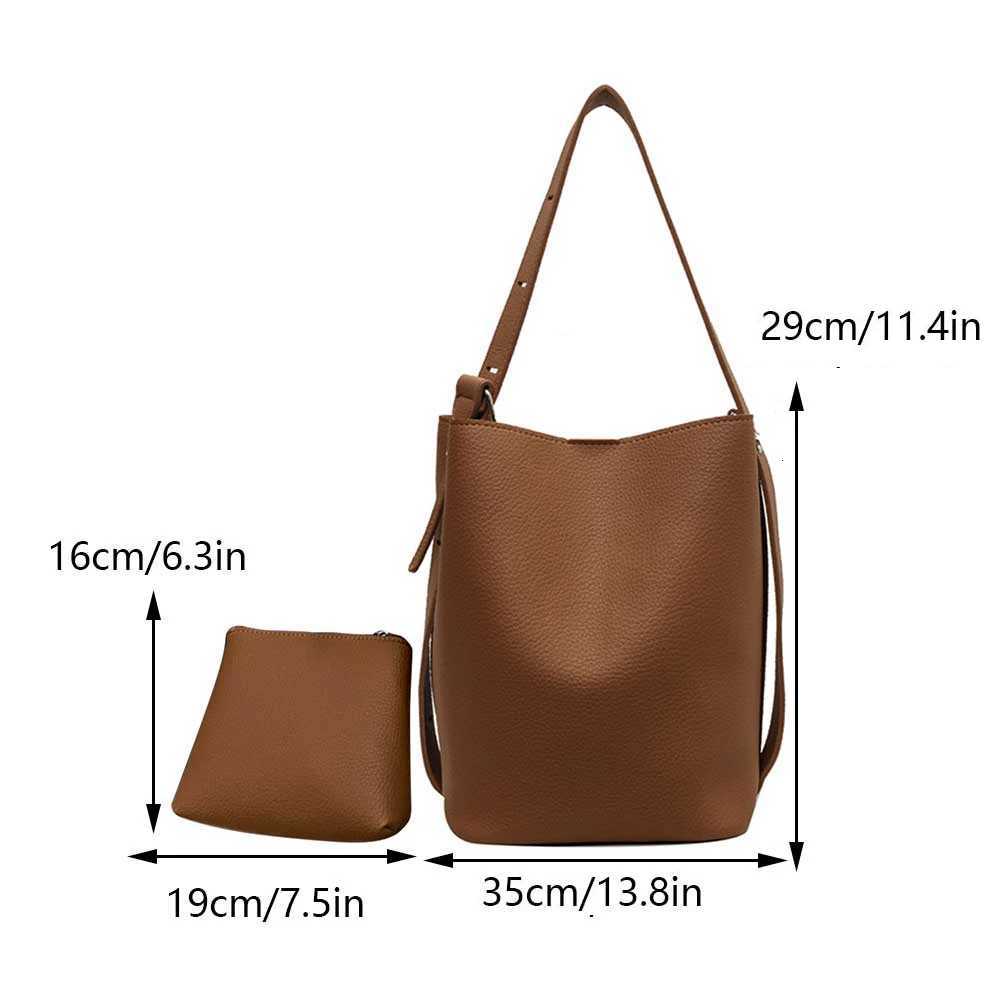 Wen Versatile Shopper Bag Large Capacity Bucket Grocery Bag Adjustable Strap Solid Color Simple Bag with Mahing Cluh Set Y251211