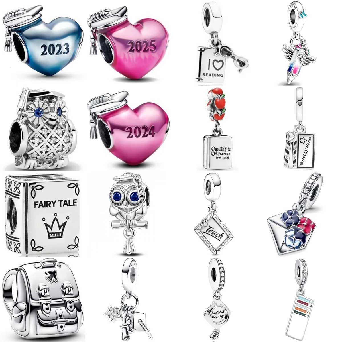 New Fashion 925 Sterling Sier Schoolbag Graduation C Book Tea Pendant Fit Charms Bracelet Wen Jewelry Gift Y251212