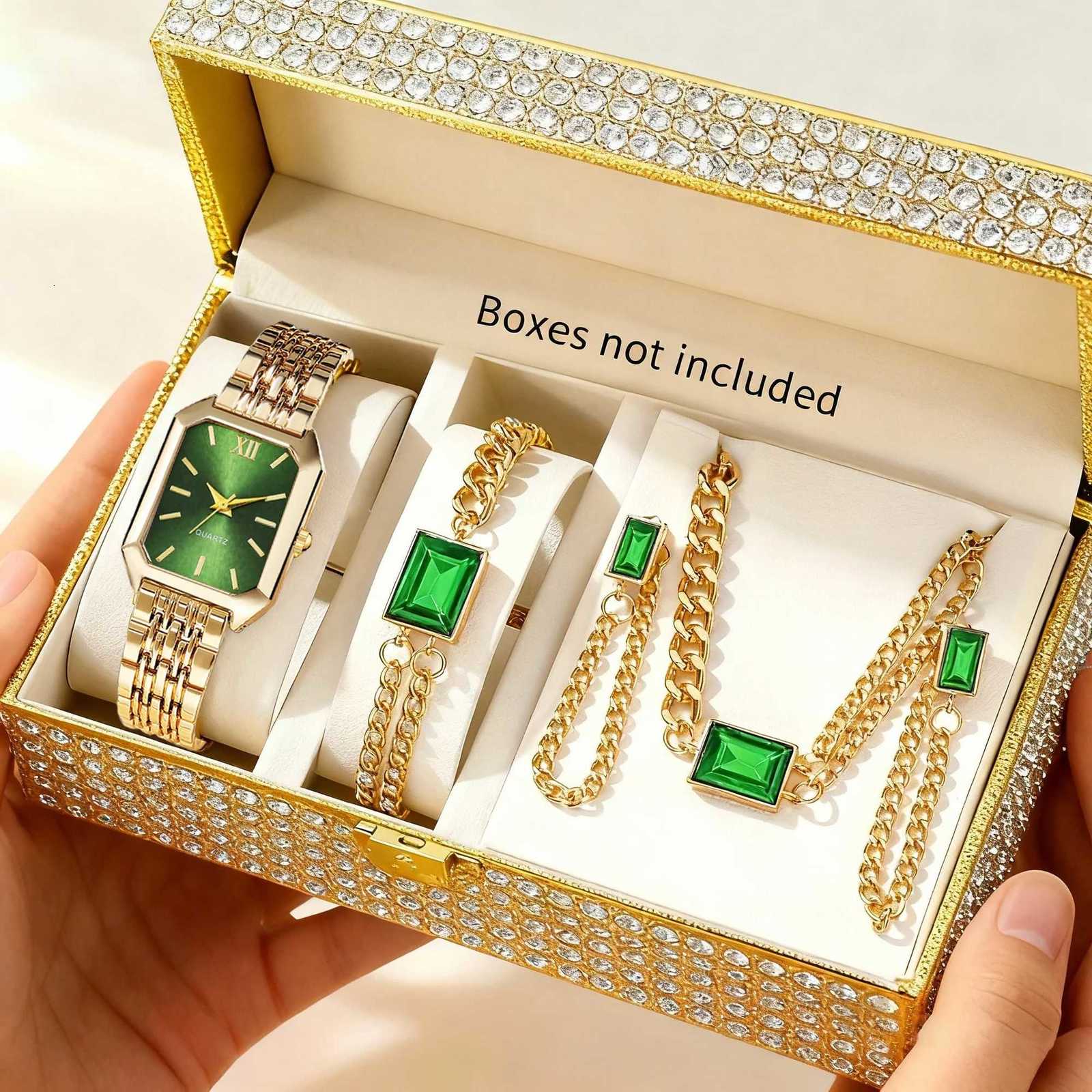 5PCS/Set Elegant Rectangle Women Watches Fashion Ladies Quartz Wristwatch Jewelry Set Reloj Mujer Girls Clock GiftWithout Box Y251212