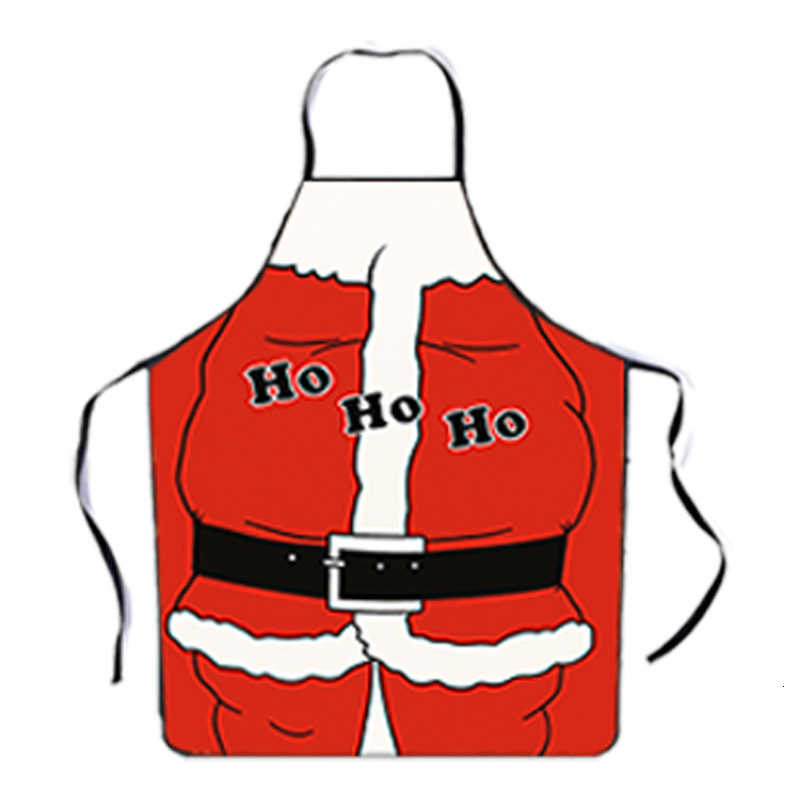 Christmas decorative fabric printed decorative apron with tie straps and waistband for waterproof and oil-resistant use H250823