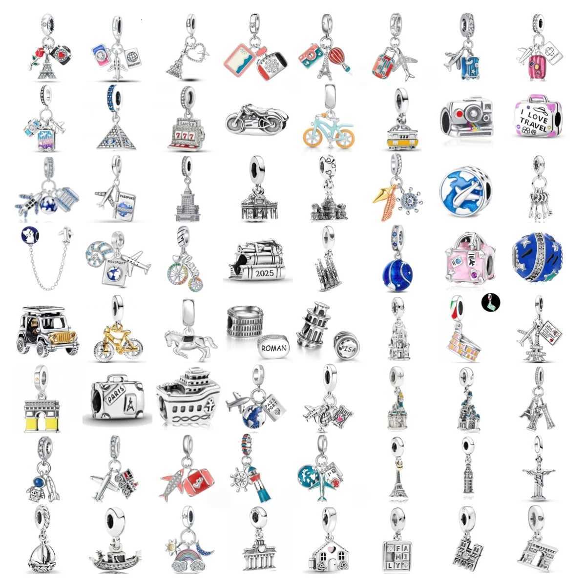 2026 Travel Plane Safety Chain Charm 925 Sier suiase passport bike Fit Bracelet DIY For Wan Girl Jewelry Y251212