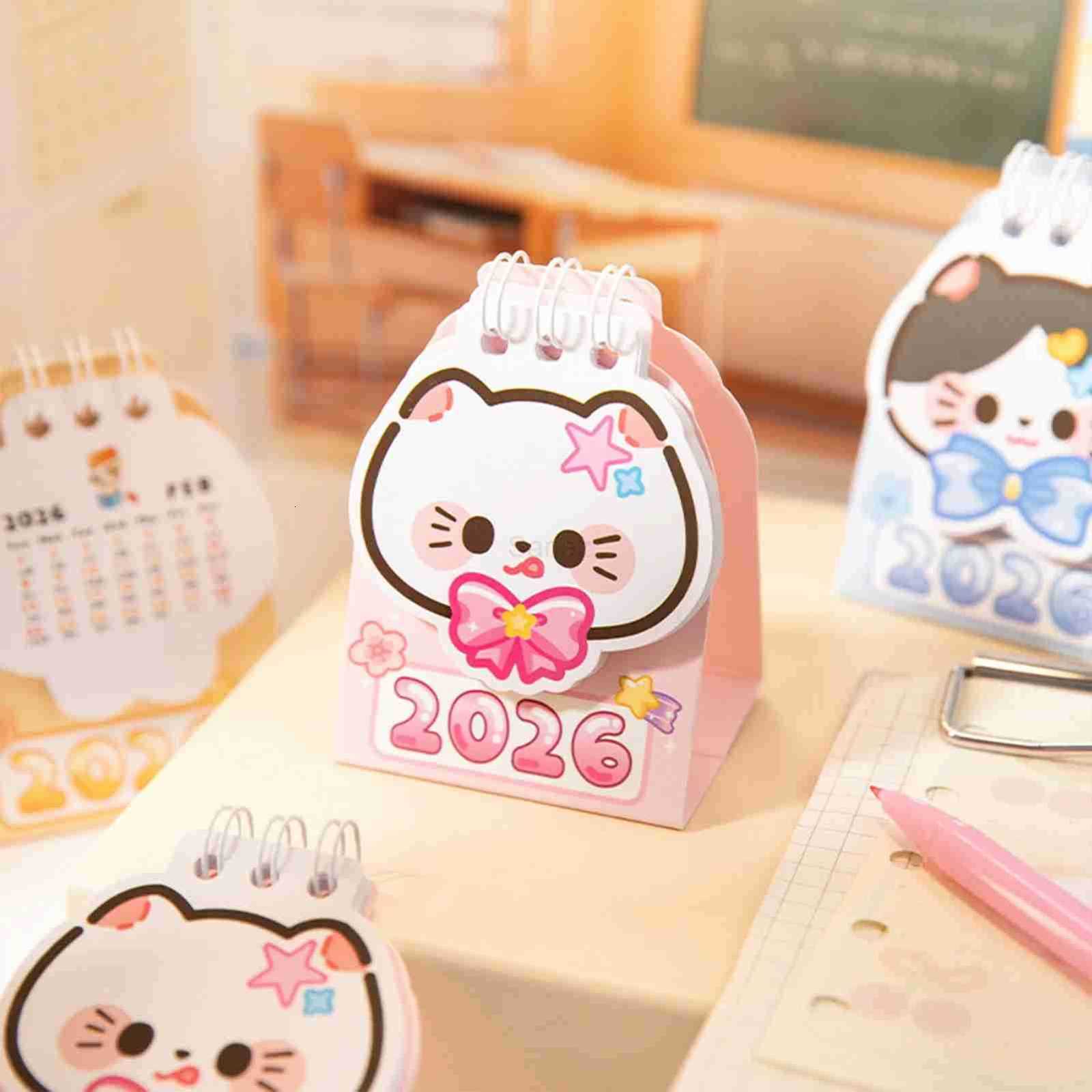 Sanrio Year 2026 Small Kitty Calendar Desktop Memo Organizer Clear Printing Compact Kitty Planner Cat Calendar Desktop Marker Board H251212