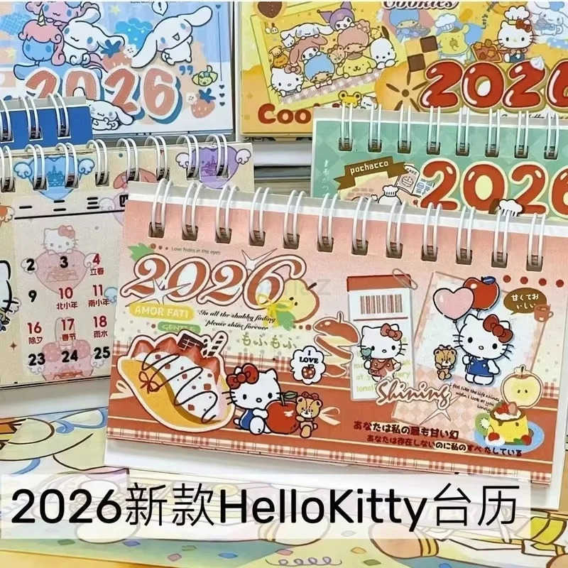 Sanrio 2026 Hello Kitty Pochacco Cinnamoroll Ins-Style Long Desk Calendar - Office Student Desktop Decor New Year Gift Collectible H2512121