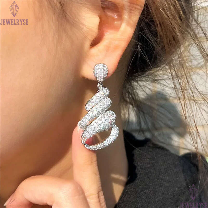 Luxury Charm AAA Cubic Zirconia Gold Snake Shape Diamond Designer Earring for Woman Party Copper Plated Silver South American Bride Wedding Dangle Ear