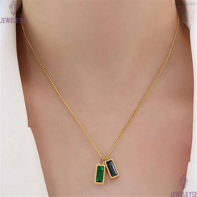 fashion gold chain stainless steel designer necklace for woman party green CZ pendant silver necklaces choker jewelry birthday valentines day family g