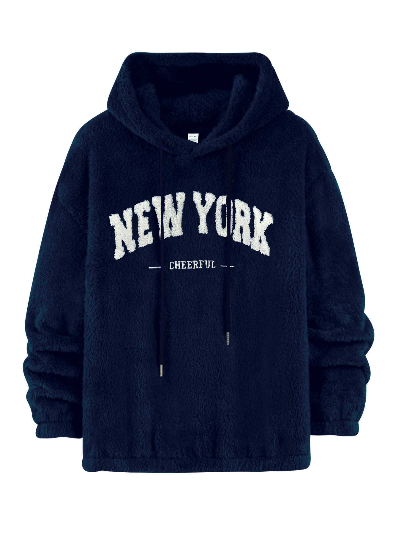 New plush warm loose American-style letter-stitched long-sleeved pullover hoodie for men with a hood S251212