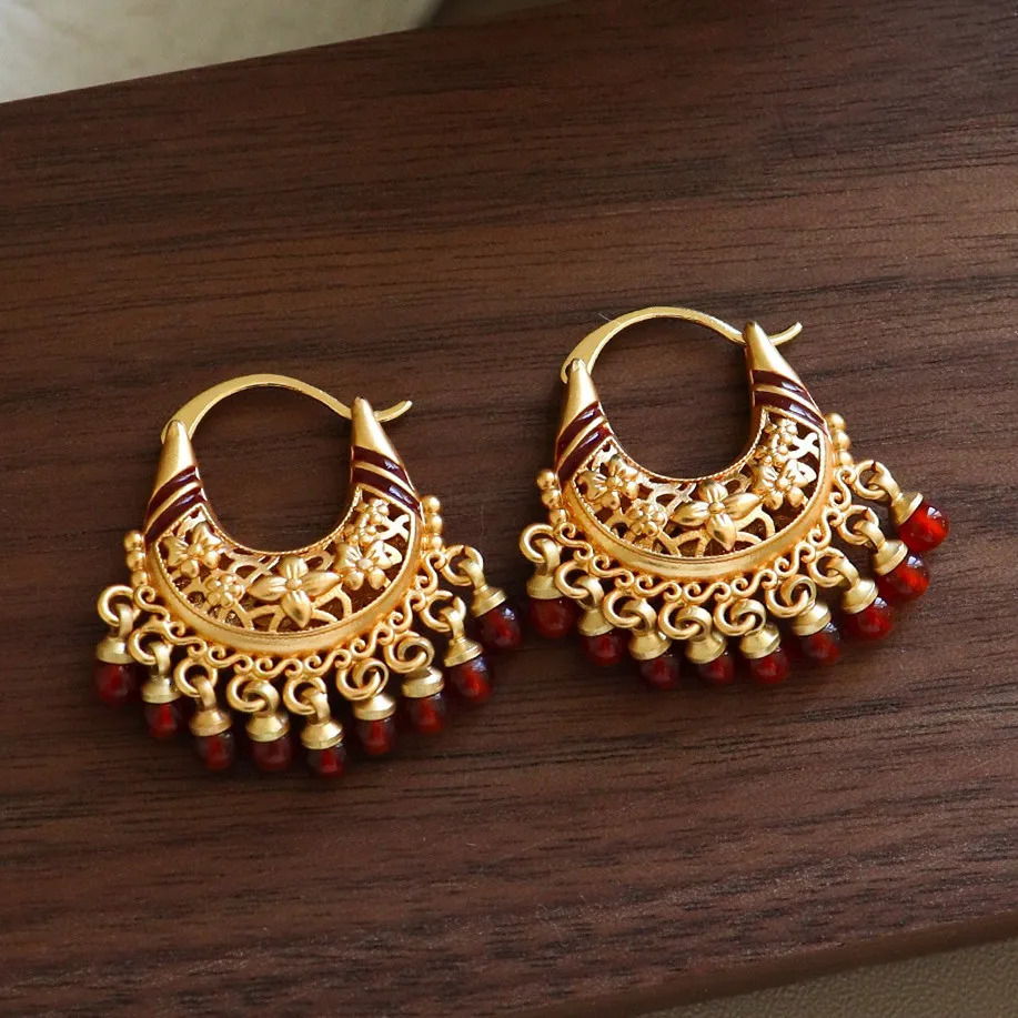 Trendy Bohemia Fan Hoop Earrings For Women Gold Color Handmade Colorful Beads Charms Pendant Earrings Jewelry Girl Party Gifts 251209 - view 7
