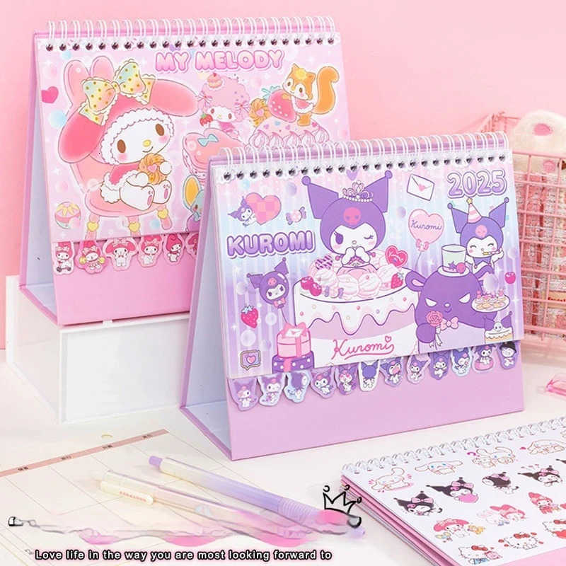 Sanrio 2025 New Calendar Hello Kitty Kuromi Cinnamoroll Student Desktop Decoration Learning Plan Cartoon Calendar Monthly Calendar H251212