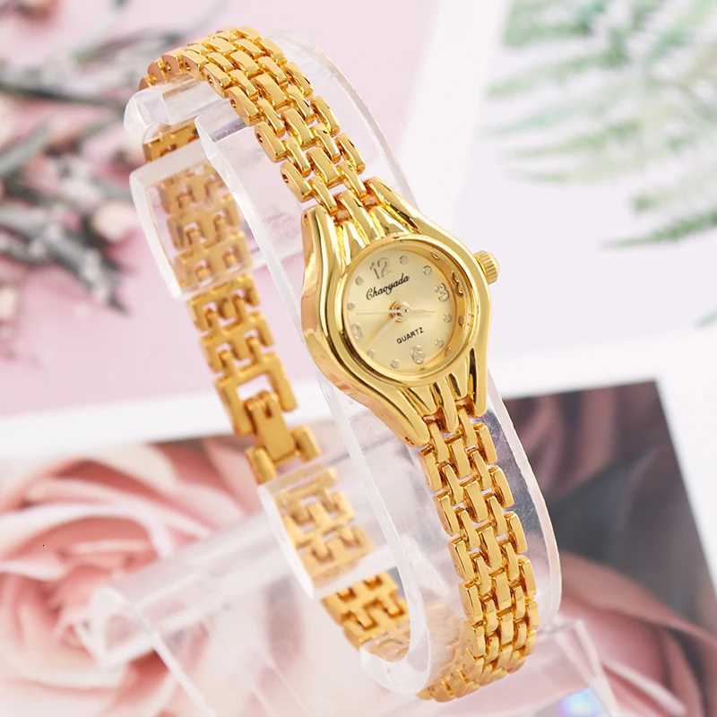 Ladies Gold Plated Watch Women Bracelet Quart Wristwatch Girl Analog Feminino Relojes Hour Luxury Watches Saati Clock Y251212