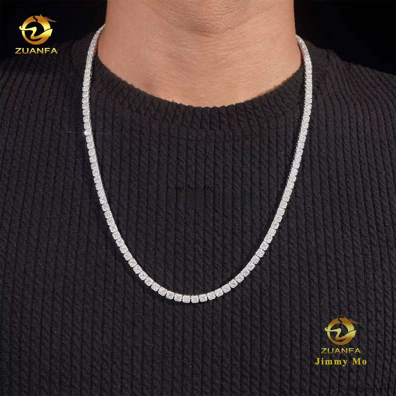 New Design Elegant Claw Setting 4mm 925 Sterling Silver Hip Hop Jewelry D VVS Silicon Stone VVS Moissanite Cluster Tennis Bracelet Set