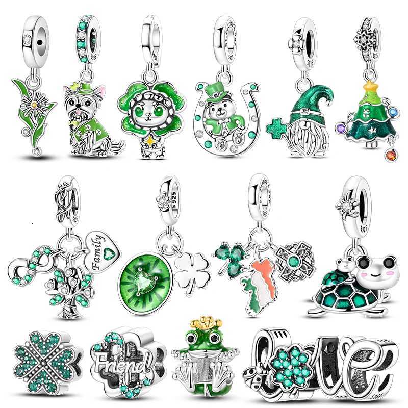 925 Sterling Sier Charms Beads Green Series Dangle Fit Wen Bangle Bracelet Y251212