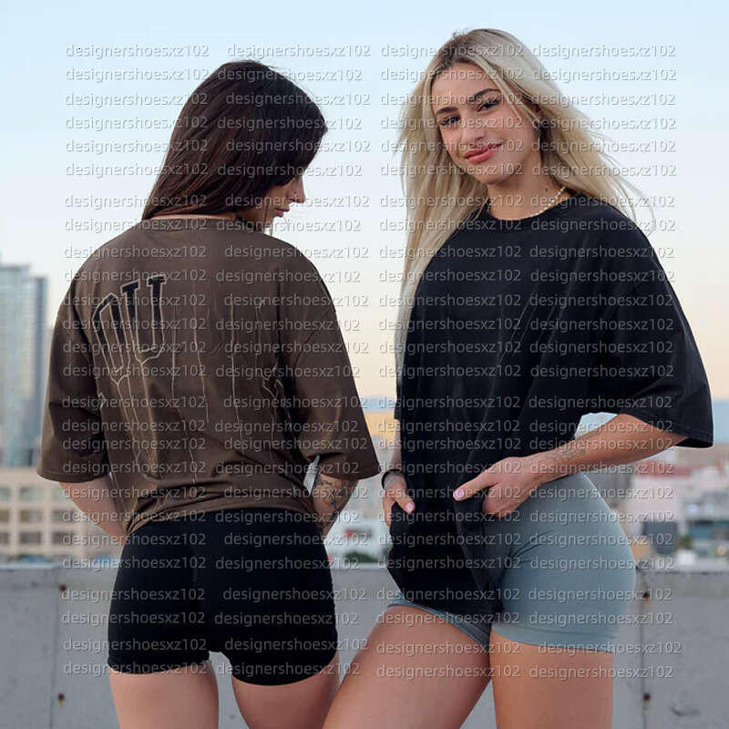 Younglas Designer Sport Hoodie Young La Women Yoga Sweatpants Oversized T-shirt Cotton Round Neck Loose Short Sleeve Casual Versatile Gym Sports Jogger Pants