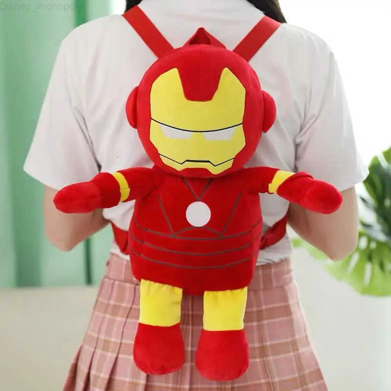 Disney 42cm Marvel Cartoon Spiderman Plush Iron Man Captain America Backpacks Cute stuffed plush backpack for Girls Boys Gifts H251212