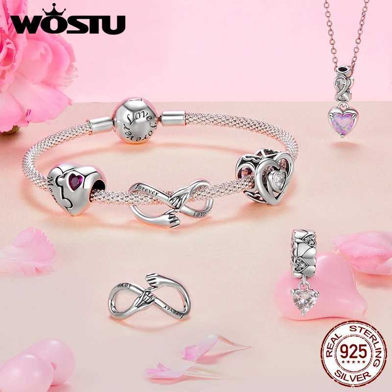 WOSTU 925 Sterling Sier Family Charm Inifinite Prise Oxidi Bead for Bracelet Mothers Day Sister Gift Y251212