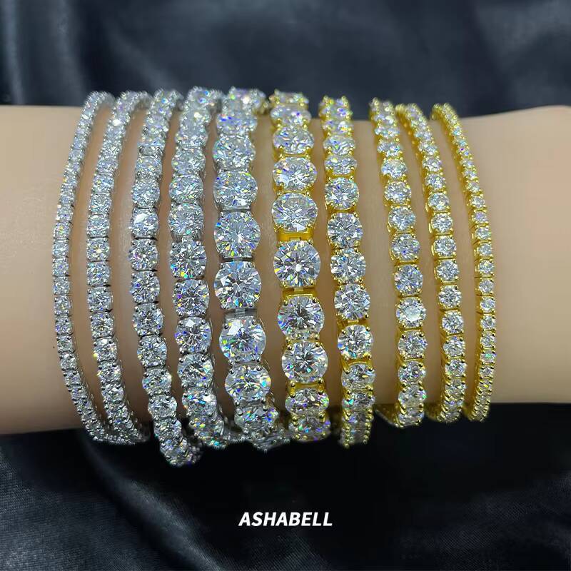 Ready to Ship Moissanite Tennis Chain Bracelet Ice Out 925 Silver Bracelet Hiphop Men Women Moissanite Bracelet