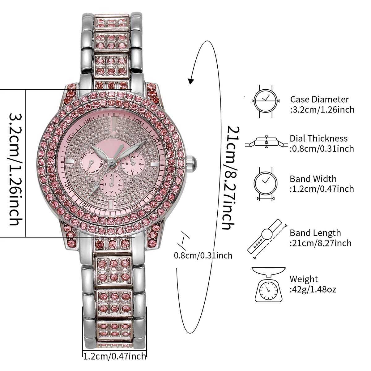 1/3PCS Luxury Rhinestone Women Watch Diamond Jewelry Set Elegant Steel Ladies Quartz Wristwatch Reloj MujerWithout Box Y251212
